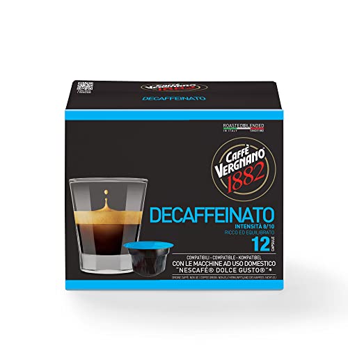 Caffè Vergnano 1882Capsule Caffè Compatibili Nescafé Dolce Gusto Decaffeinato, Confezione da 12 Capsule