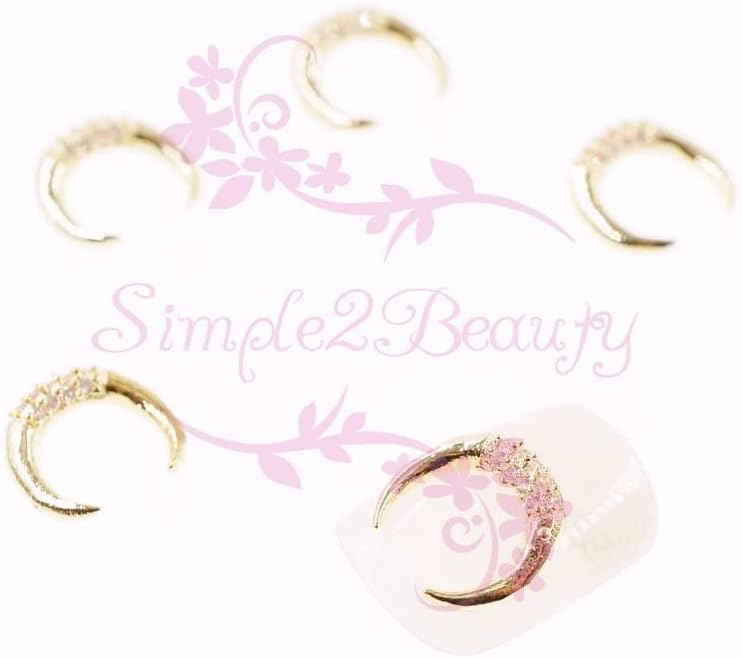 10pcs/Pack Simple Moon Shape Alloy Charms Clear Zircon Crystal Rhinestones Nail Art Manicure Jewelry Design 3D DIY Decorations