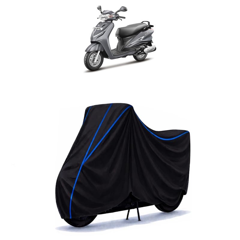 Image of Scooty Cover Water Resistant for Duet STD | Universal Scooter & Bike Cover | Heavy Duty UV Dust, Rain & Scratch Protection | Elastic Fit All Weather Indoor Outdoor | Black with Blue Piping