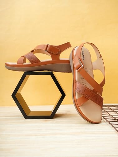 Image of Moshun Criss Cross Sandals for Women & Girls | Multi Strap & X Strap Flat Sandals, Bounce Back Technology Footbed with Adjustable Strap, Anti-Slip Sole | Lightweight Daily Wear Casual Slip-On Sandals