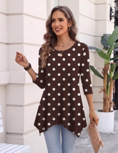 Image of Zeagoo Womens Tops 3 /4 Sleeve Loose Fit Dressy Tunics Plus Size Boho Shirts