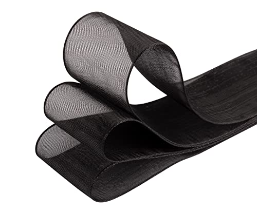 TEKDEERE 25mm Sheer Organza Ribbon,Black Shimmer Chiffon Ribbon for DIY Crafts Wedding Party Decorations Gift Wrapping Bridal Bouquets (45M) - Image 4