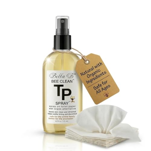 Bella B Bee Clean Toilet Paper Spray | Wet Wipe Alternative | Made with Natural & Organic Ingredients | Toilet Paper Moistener with Soothing Witch Hazel | Safe for All Ages | No Artificial Fragrance