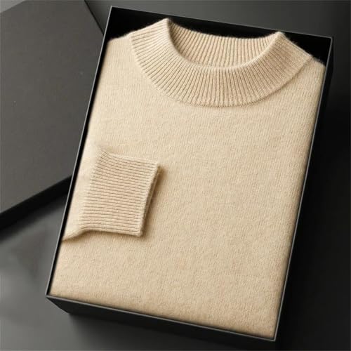 Thickened Sweater for Men Cashmere Knitted Sweater Pullover Mock Neck Solid Knitwear Tops2