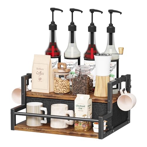 Coffee Syrup Organizer Rack with K Cup Storage