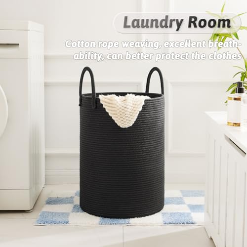 Image of Artfeel Laundry Basket,Woven Cotton Rope Laundry Hamper,40L for Decorative Storage of Dirty Clothes,Toys and Blankets in Bathroom,Baby Room and Living Room