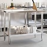 Construction durable et stable : la table de travail est fabriquée en acier inoxydable, ce qui lui confère une résistance à la corrosion et à la rouille pour des années d'utilisation fiable.