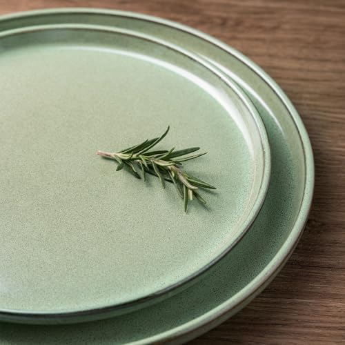 Image of GBHOME 24 Pieces Double Bowls Dinnerware Sets for 6, Stoneware Plates and Bowls Set with Reactive Glaze, Scratch Resistant Stoneware Dishes Set, Dishwasher & Microwave Safe