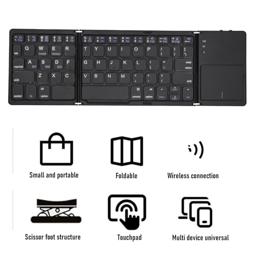 Clavier pliable bluetooth portable noir avec pavé tactile multi-dispositif - 7