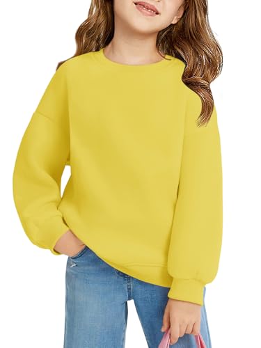 Image of Haloumoning Girls Oversized Crewneck Sweatshirts Kids Fleece Pullover Tops