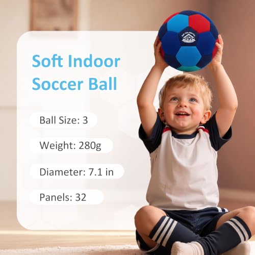 Image of Indoor Soccer Ball Size 3 Silent Soccer Balls with Pump | Soft Foam House Training Balls for Beginners, Lightweight Soccerball Soccer Balls Gifts for Home Practice