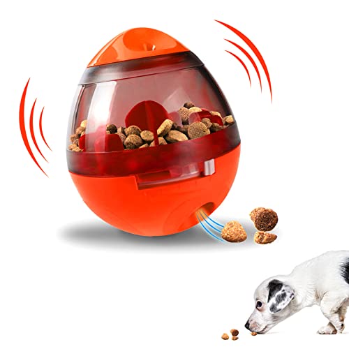 JZXOIVA Dog Treat Ball, Adjustable Dog Treat Dispensing Dog Toys, Interactive Food Puzzles Ball for Dogs, Pet Slow Feeder Ball Orange
