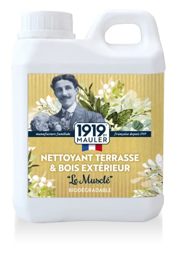 1919 by MAULER - Nettoyant Terrasse & Bois extérieur 1L - « Le Musclé » : élimine salissure, pollution, mousse et dégraisse le bois,matière active...
