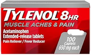 Tylenol 8 Hour Muscle Aches & Pain Acetaminophen Tablets for Muscle & Back Pain, 100 Count