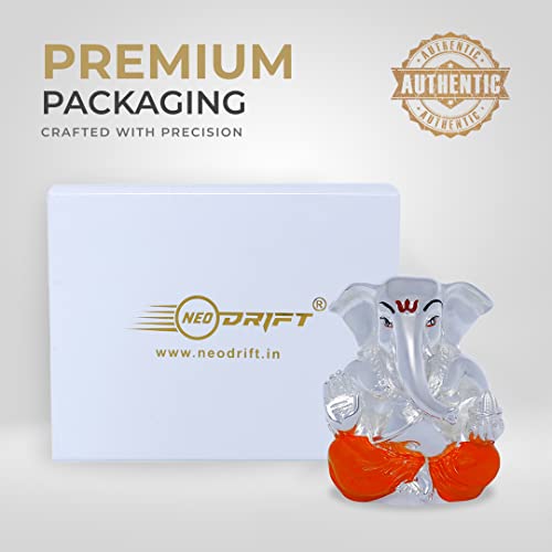 Image of Neodrift Ganesh Idol for Car Dashboard (Real 24kt & 999 Silver Plated, Dual-Tone Gold & Silver) (Model ND08) - Enhance Your Drive