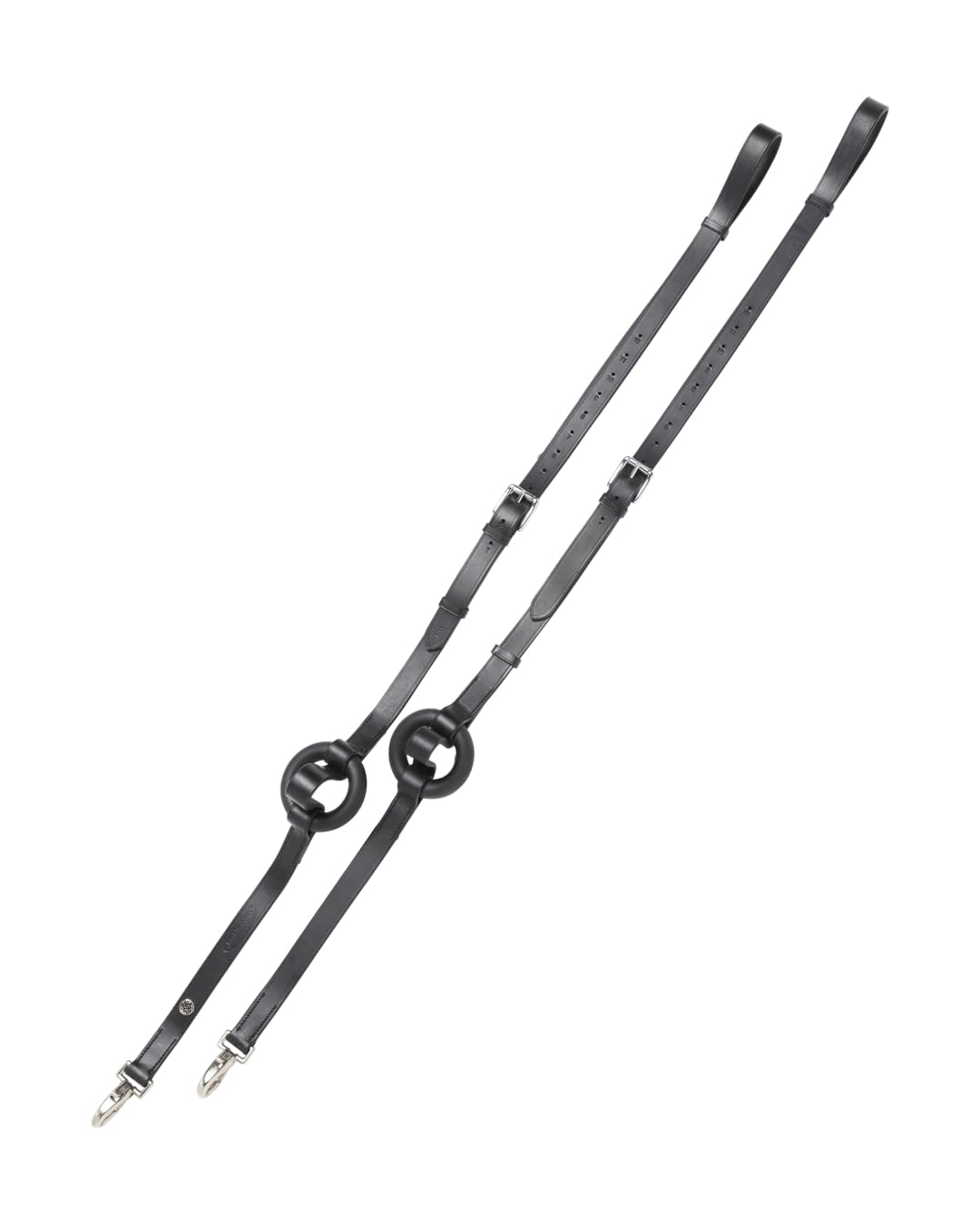 4Horses Ausbinder mit Gummiring, verstellbare Hilfszügel aus Leder mit elastischer Anlehnung, Karabiner und flexiblem Einsatz