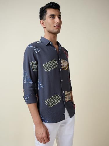 Image of Thomas Scott Men Premium Embroidered Slim Fit Casual Shirt