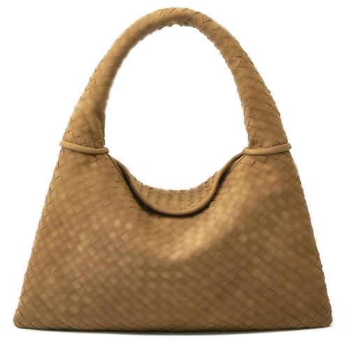 Image of Suede Woven Hobo Bags Purses for Women Woven Leather Bag Vintage Tote Bag Retro Handbag Satchel 2025