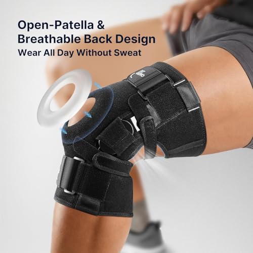 Image of Fit Geno Hinged Knee Brace for Meniscus Tear: Adjustable Support for Knee Pain w /Built-in Side Stabilizers & Removable Metal Hinges for ACL MCL Injury or Surgery Recovery - Men and Women