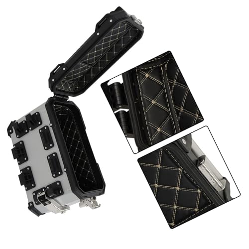 Maleta lateral rígida universal para motocicleta LABLT 36L con soporte de montaje, color plata, 1 par miniatura 5