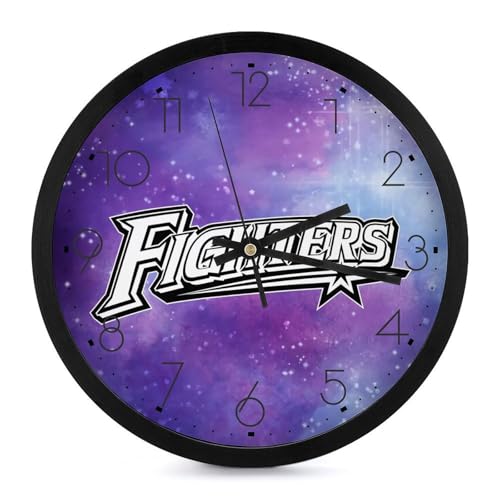 北海道日本ハムファイターズ 掛け時計 壁掛け時計 円形 静音 電池式 アラビア数字 オフィス/寝室/リビング