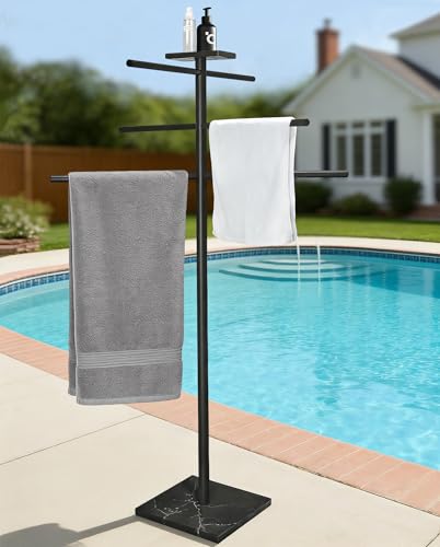 EADOT 304 Stainless Steel Freestanding Swimming Pool Towel Rack with