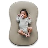 snuggle me® Baby Lounger Curve (0-6 Months) - Premium Organic Cotton with Foam Core, Machine-Washable Cover, Buttery-Soft & Breathable Infant Lounger with Travel Bag (30 in x 20 in x 1.9 in) - Birch