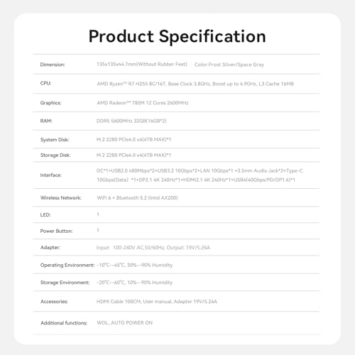 undefined Beelink SER9 MAX Mini PC, AMD Ryzen 7 H255(Up to 4.9GHz), 32GB DDR5 1TB PCle4.0 SSD, AMD Radeon 780M Graphics/4k 240Hz Triple Display/10Gbps LAN/USB4.0, Home/Office Mini Computer の商品画像 8