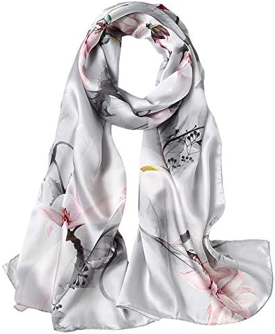 100% Mulberry Silk Scarfs for Women Floral Print Satin Long Scarf for Headscarf Hair Wraps Shawl with Gift Packed - Image 6