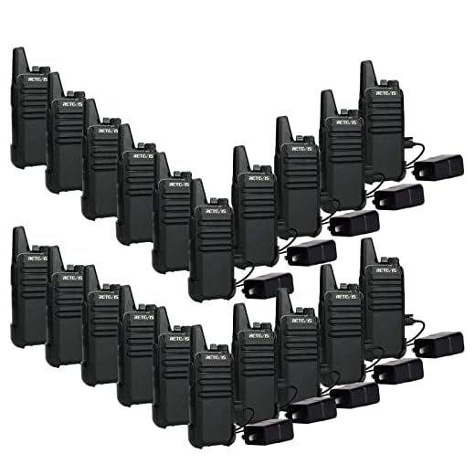 Retevis RT22 Walkie Talkies Mini, Rechargeable Two Way Radio Long Range, 2 Way Radio Small, Portable VOX, for Business Commercial Work School Church Restaurant (20 Pack,Black)