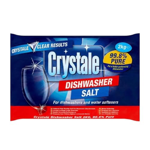 Crystale Dishwasher Salt 2kg Bag - Water Softening Salt for Sparkling Clean Dishes & Limescale Prevention