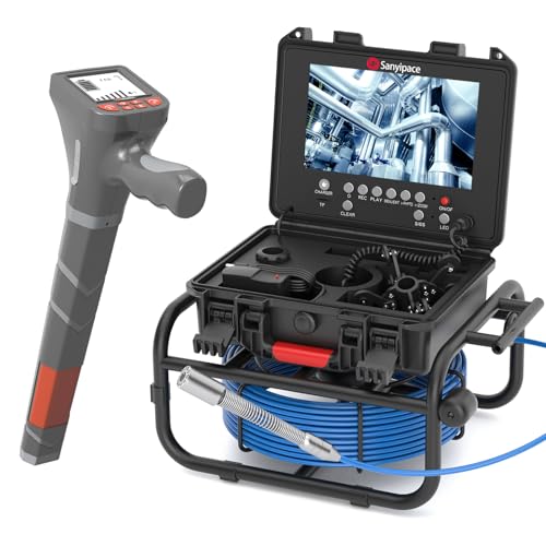 Sanyipace Sewer Camera Self-leveling with Locator, 512Hz Drain Camera with Distance Counter, Waterproof 100FT/30M Pipe Camera with 9