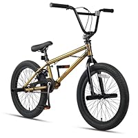 AVASTA Hesper 20 Zoll Kinderfahrrad Freestyle BMX mit 4 Pegs Fahrräder für 6-14 Jahre alte Jungen und Anfänger, Gold