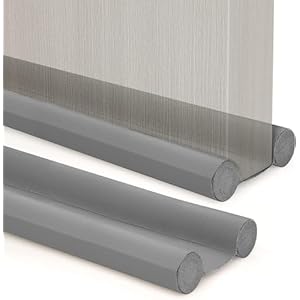 Lohofrnny Tochtstopper voor deuren 95 cm, tochtstopper, op maat te snijden, tochtstopper met dubbele afdichting, windstopper, deurafdichting in lederlook, bescherming tegen tocht en lawaai (grijs, 2