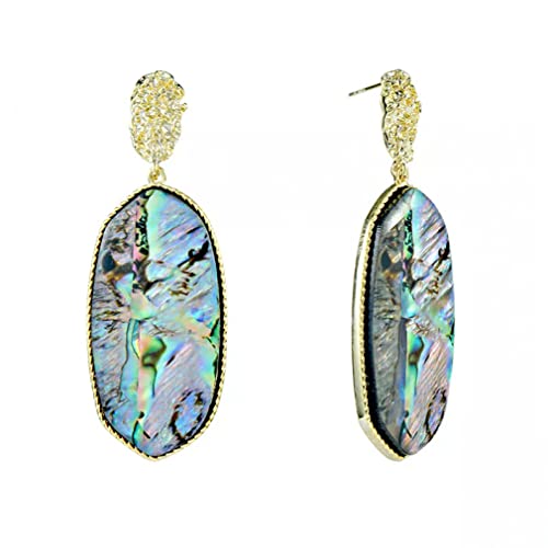 Boucles d'oreilles ovales irrégulières en nacre épurée pour femme
