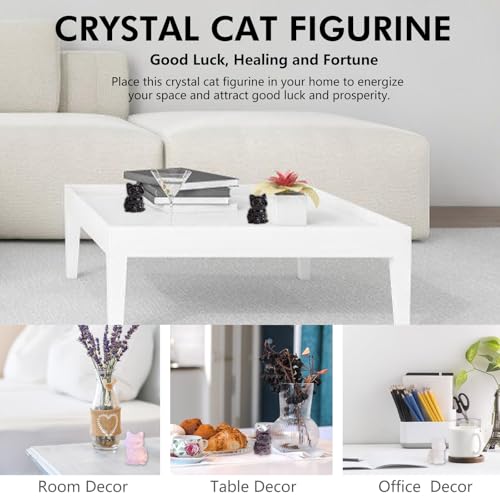 Estatua de Cristal Gato Obsidiana Negra 1.6 pulg. miniatura 6