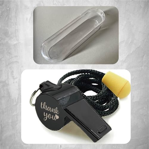 Silbato deportivo con cordón negro de acero inoxidable miniatura 5