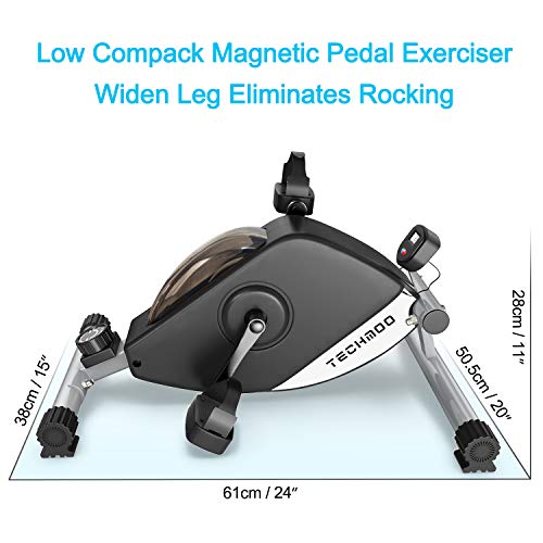TECHMOO Pedal Exerciser Compact Magnetic Peddler Stationary Cycle Bike Mini Under Desk Exercise Workout Bike for Legs Arms Portable Indoor Office Low Impact Fitness Exercise with Adjustable Resistance - Thumbnail 4