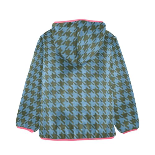 GuoChe Houndstoothbuffalo Plaid Tartan Check Scotland Blue Toddler Girl Fleece Jacket2
