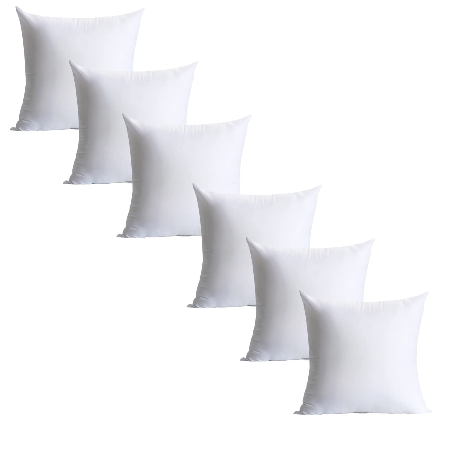 20 x 20 inches Pillow Inserts, Set of 6 Hypoallergenic Brushed Microfiber Liner Down Alternative Filled Square Cushion Throw Pillow