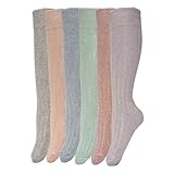 3 Pairs Women’s Elastic Thermal Thick & Warm Wool Blend Luxury Soft Touch Winter Lurex Knee High Ladies socks UK 4-7 (Knee High Socks)