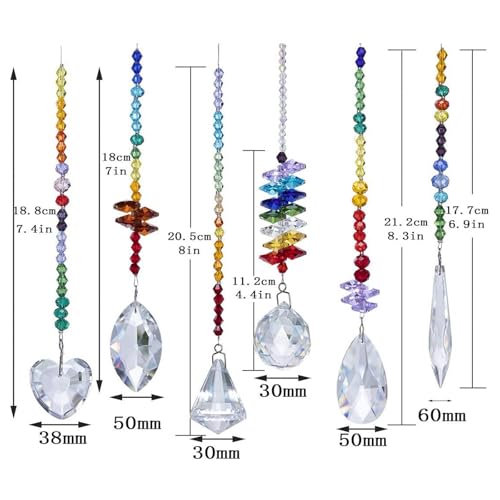 Colgantes para cumpleaños de cristal atrapasueños adornos luz multicolor interior 3