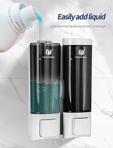 Double 200ML Soap Dispenser Bathroom Wall Mounted Shower Gel Shampoo and Conditioner Dispenser Kitchen Dish Detergent Container Hand Body Wash Liquid Soap Dispenser for Home Hotel Restaurant - Image 3