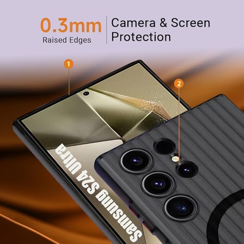 Image of AIBEX Protective Back Case Cover Compatible for Samsung S24 Ultra| Camera & Body Protection| Shockproof,Scratch Resistant| Mag-Saf Wireless Charging Support - Black