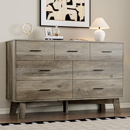 BORNOON Dresser for Bedroom with 7-Drawer, 47.2' Wide Modern Chest of Drawers with Metal Handles,...