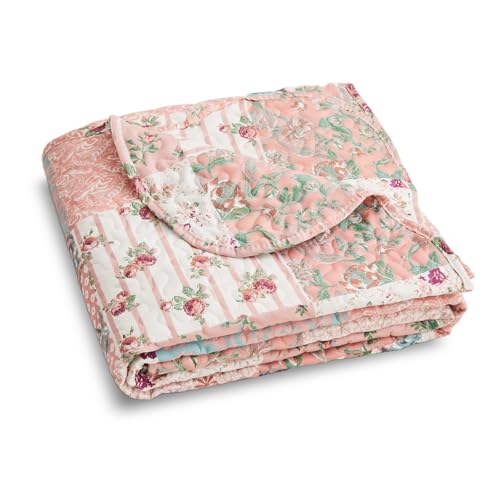 Qucover Single Bedspread, American Style Pink Patchwork Bedspread in Flower Pattern, Lightweight and Breathable Polyester Patchwork Quilt Coverlet Quilted Throw 150x200cm - Cosy Home Interiors Qucover Single Bedspread, American Style Pink Patchwork Bedspread in Flower Pattern, Lightweight and Breathable Polyester Patchwork Quilt Coverlet Quilted Throw 150x200cm - Image 6