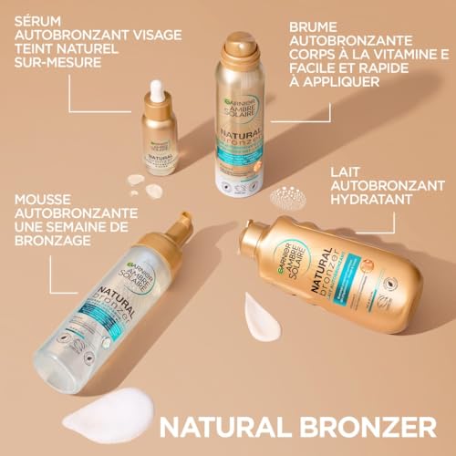 Garnier Ambre Solaire - Sérum Autobronzant Visage Hydratant - Hâle Progressif & Sur-Mesure - Eau de Coco & Acide Hyaluronique - Pour Tous Types de Peaux - Natural Bronzer - 30 ml