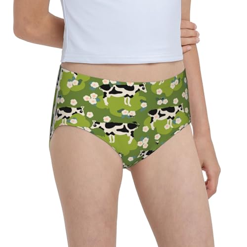 Farm Cow Flies And Flowers Girls' Underwear Soft Cotton Little Girls Panties Comfort Briefs 7