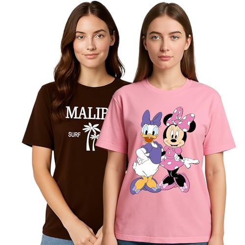 Image of My Swag Womens Half Sleeve Printed T-Shirts, Summer Wear, Typography Tshirts for Womens&Girls(Cotton, Pack of 2)