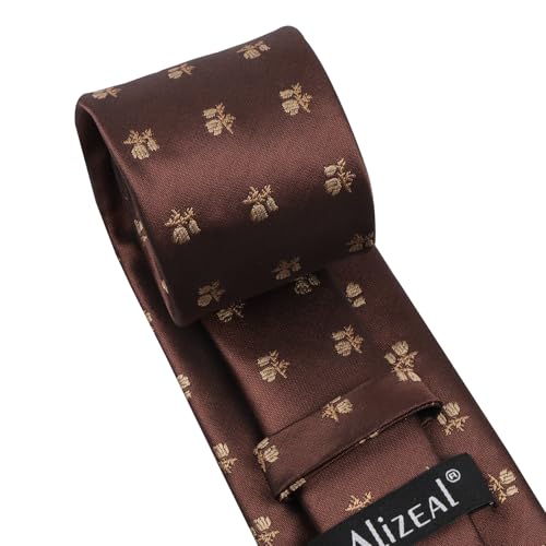 Image of Alizeal Mens 3.15'' Light Color Rustic Tie Handkerchief | with Flower Printed Handkerchief for Wedding Business Daily Wear